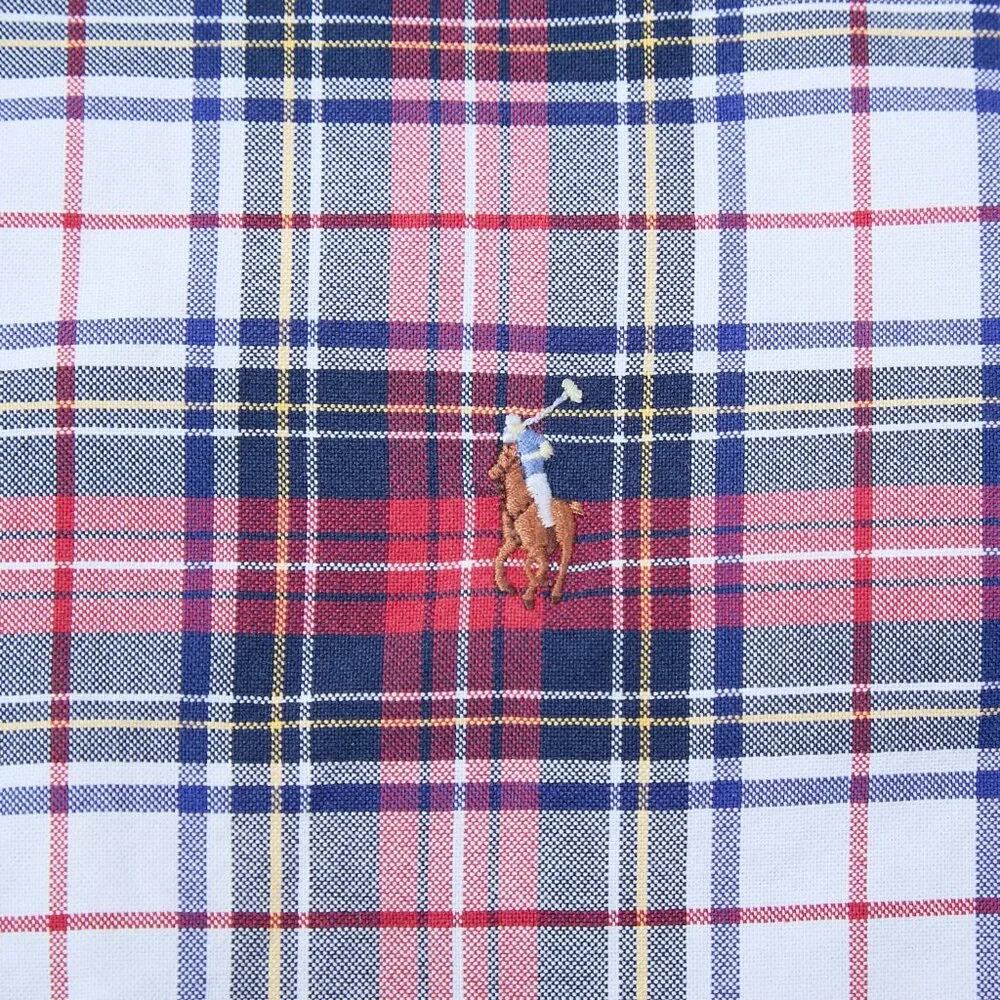 Ralph Lauren Oxford Flesh Pony Classic Fit Long Sleeve Plaid Button Up Shirt L